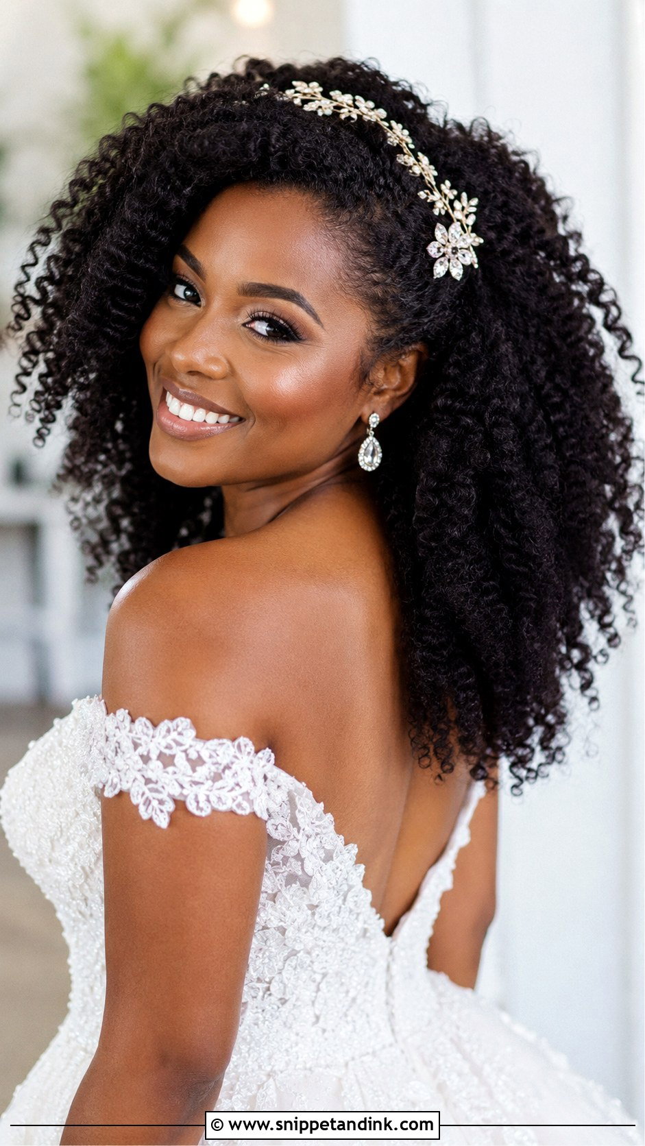 Accessorized Natural Hair Down Style - Snippet and Ink - 20 Wedding Hairstyles for Natural Hair