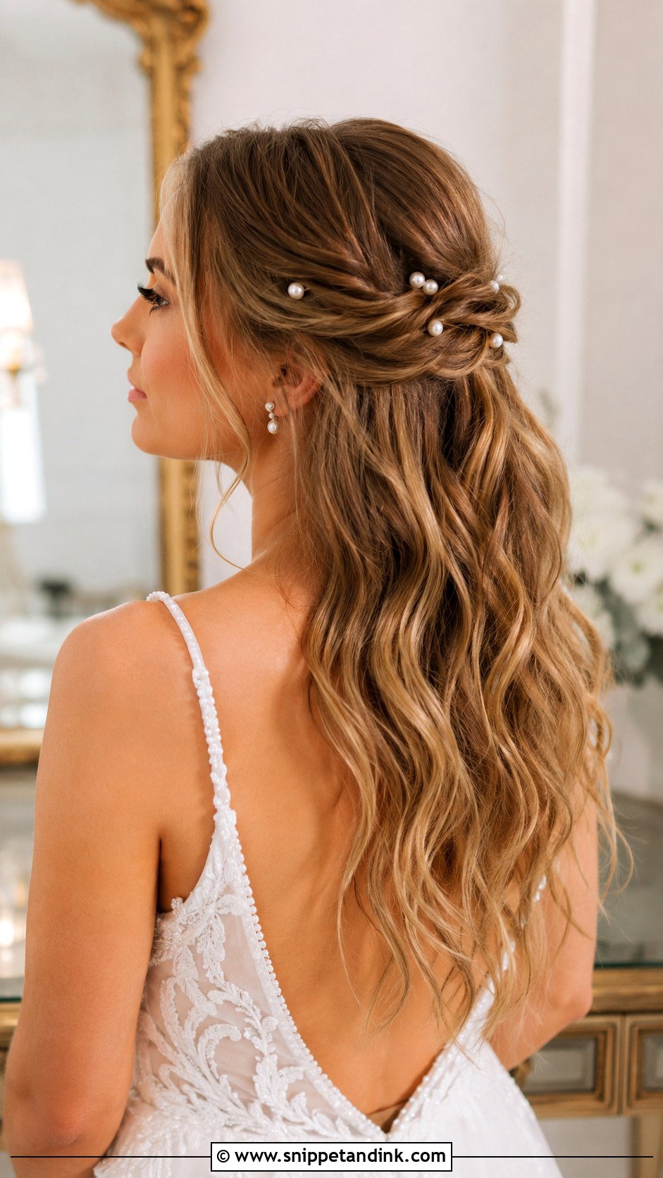 Accessorized Pearl Pin Wedding Hairstyle - Snippet and Ink - 20 Wedding Hairstyles Videos