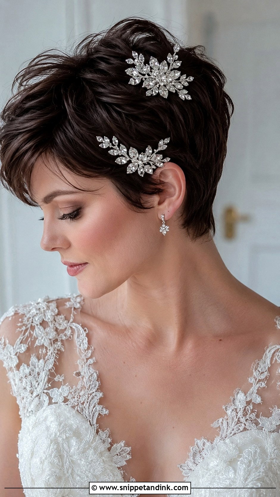 Accessorized Pixie With Combs - Snippet and Ink - 20 Pixie Wedding Hairstyles