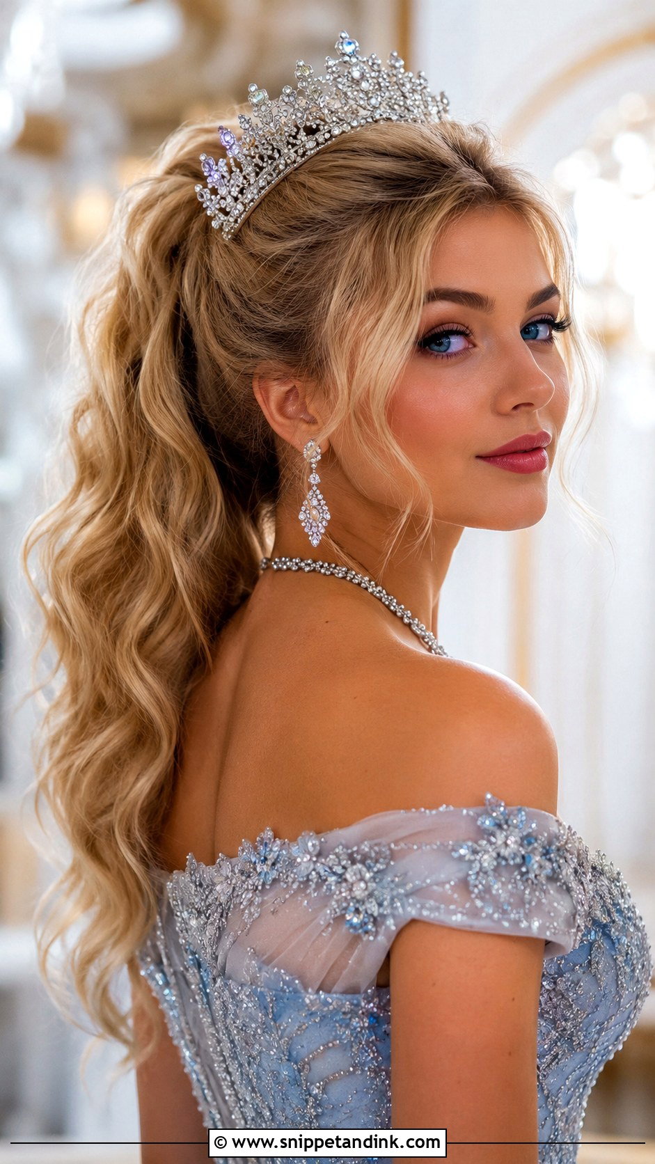 Accessorized Ponytail With Tiara - Snippet and Ink - 30 Pony Tailed Wedding Hairstyle Ideas
