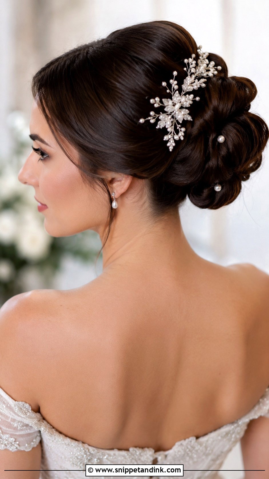 Accessorized Sleek Updo - Snippet and Ink - 30 Wedding Hairstyles for Medium Hair