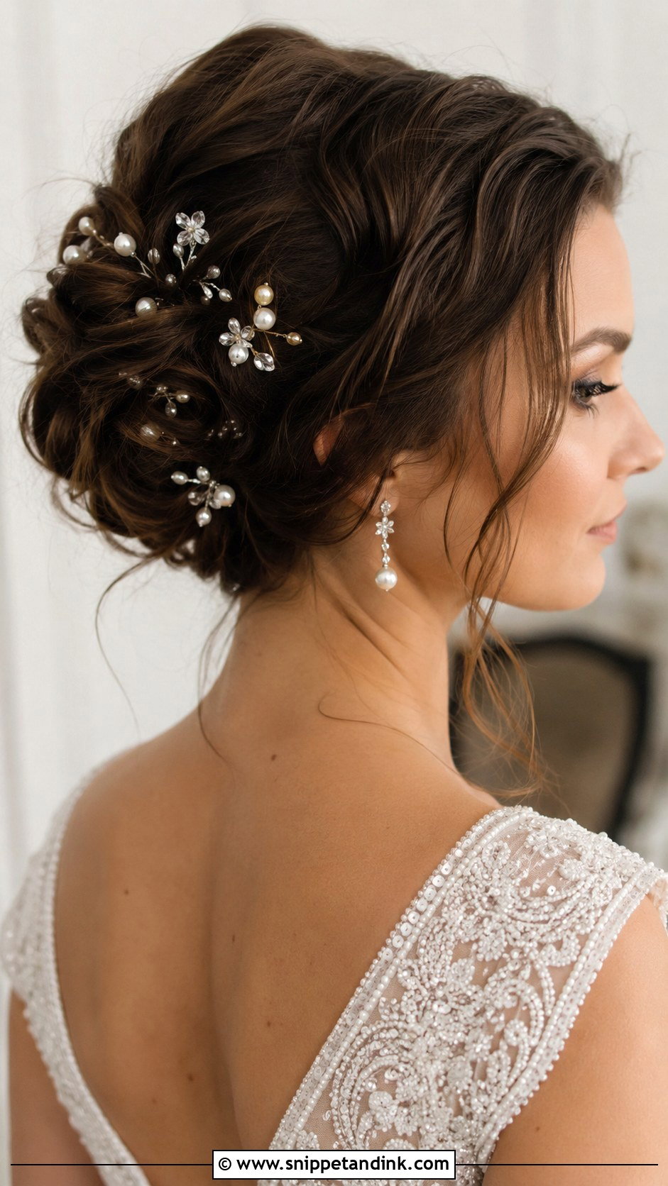 Accessorized Updo With Pins - Snippet and Ink - 20 Wedding Party Hair Ideas