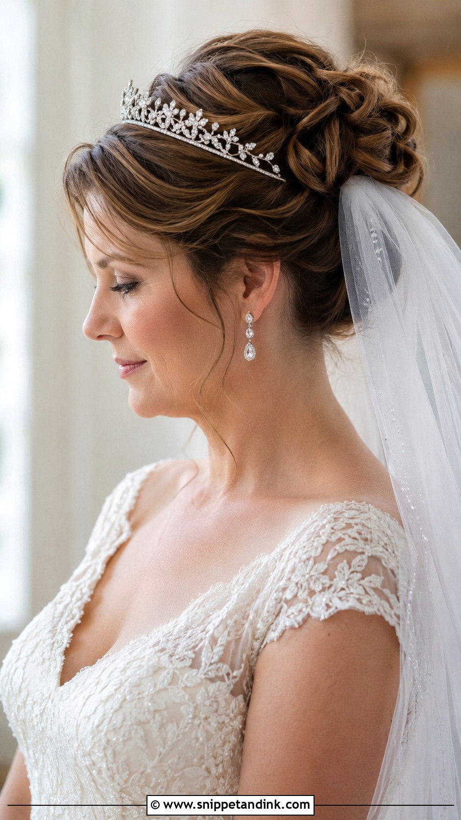 Accessorized Updo With Tiara for Short Hair - Snippet and Ink - 20 Short Hair Up Dos for Wedding