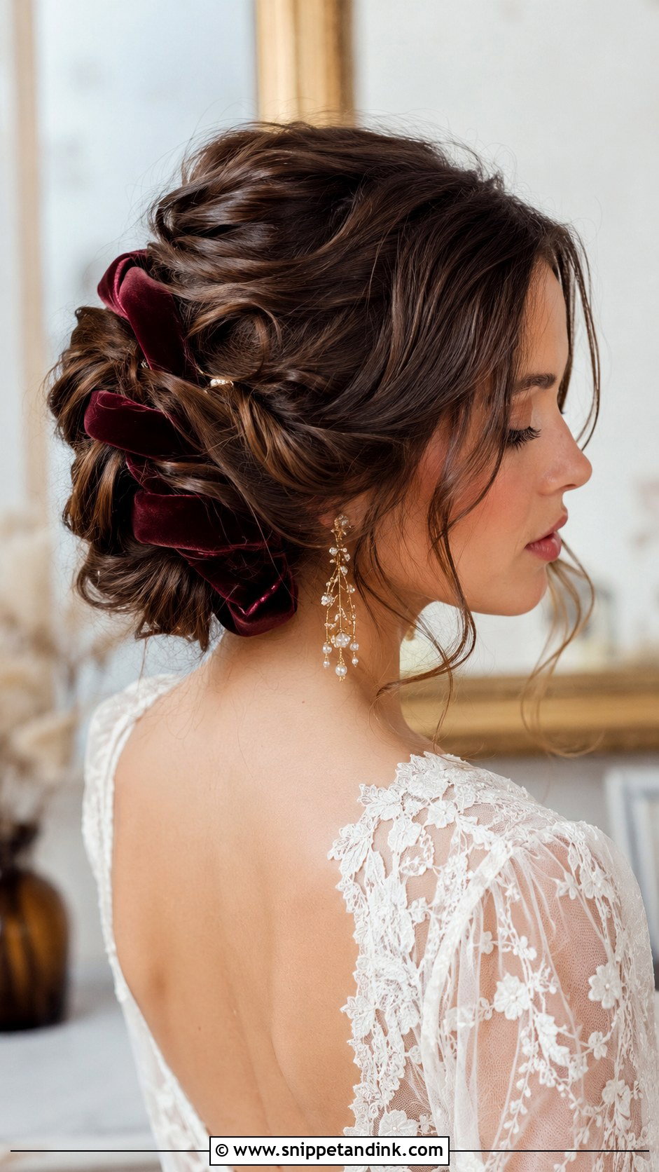 Accessorized Updo With Velvet Ribbon - Snippet and Ink - 20 Fall Wedding Hair Ideas