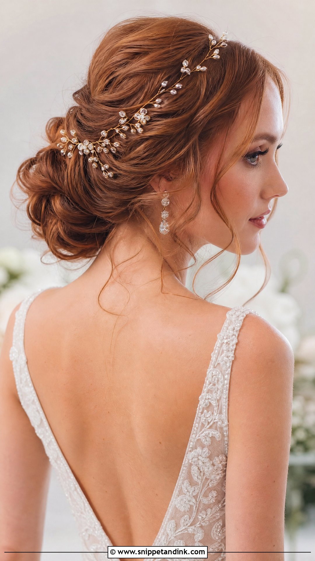 Accessorized Updo with Hair Vine - Snippet and Ink - 20 Casual Wedding Hair Ideas