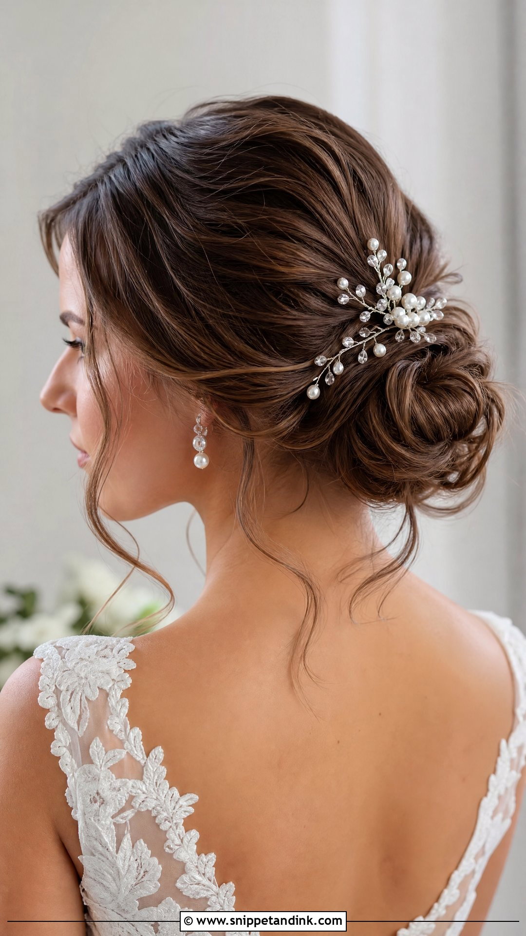 Accessorized Updo with Hairpins for Short Hair - Snippet and Ink - 20 Short Hair Wedding Updo Ideas