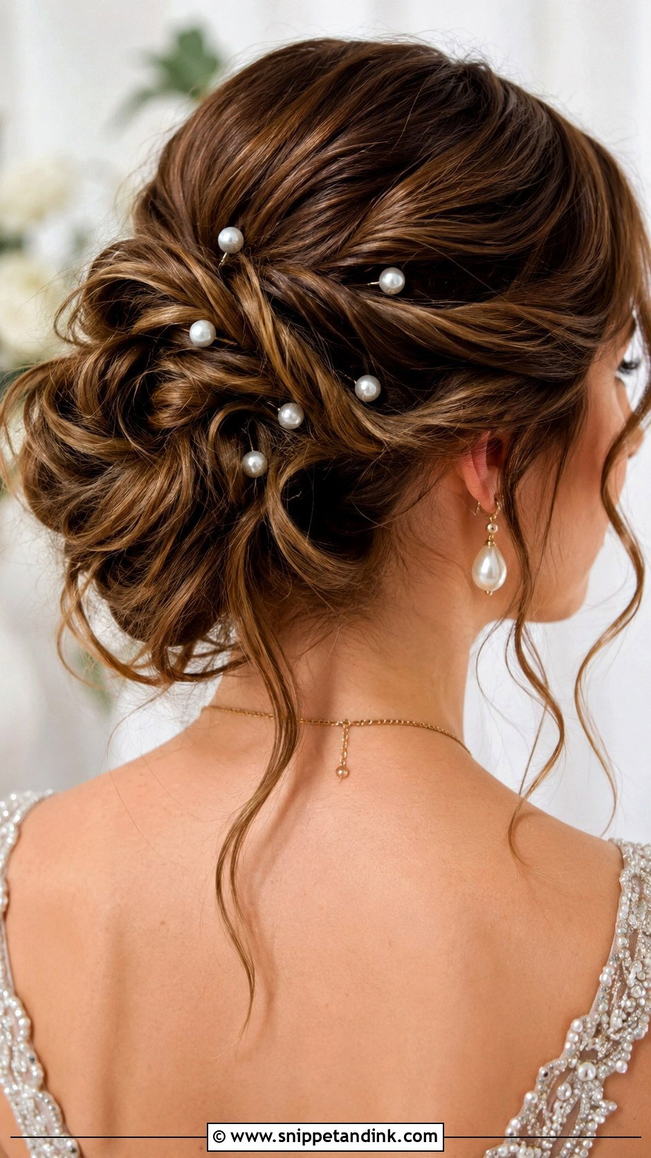 Accessorized Updo with Pearls - Snippet and Ink - 30 Wedding Guest Hairstyle Ideas