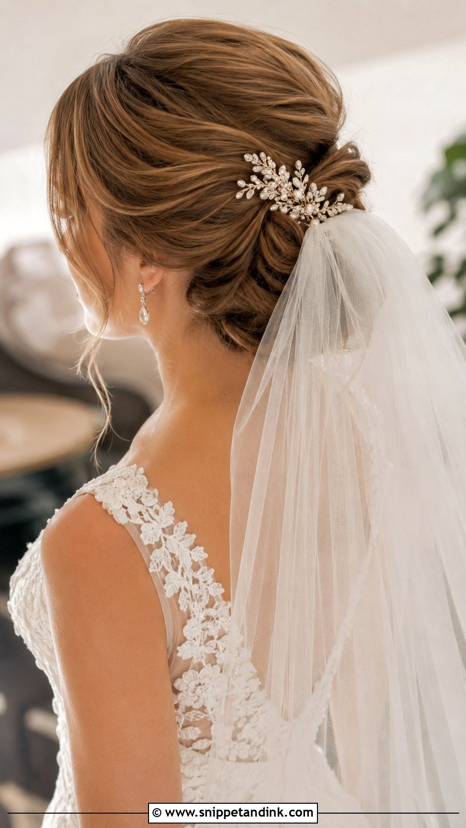 Accessorized Veil Updo - Snippet and Ink - 20 Winter Wedding Hair Ideas