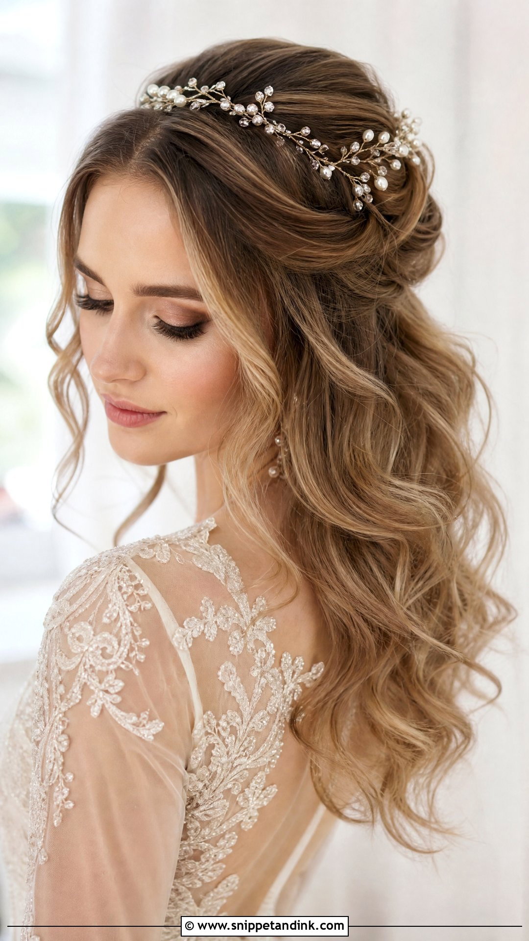 Accessorized Waves With Hair Vine - Snippet and Ink - 20 Wedding Hairstyles Shoulder Length Hair