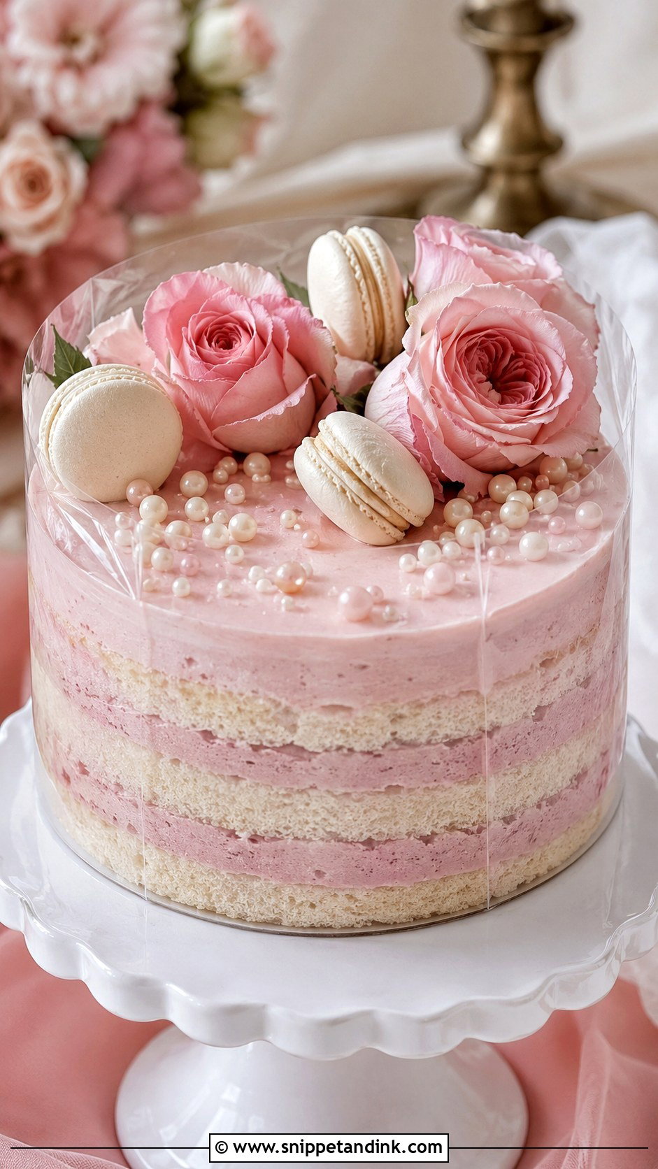 Acetate Wedding Cake With Blush Pink Cream - Snippet and Ink - 20 Acetate Cake Ideas for Wedding
