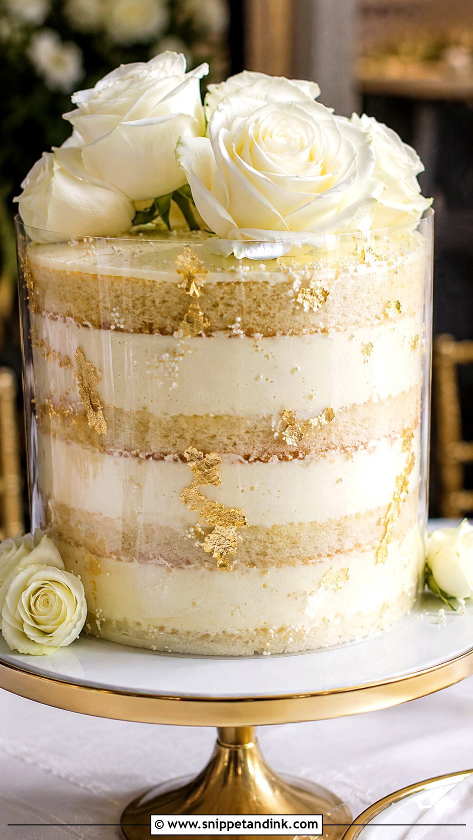 Acetate Wedding Cake With Gold Leaf - Snippet and Ink - 20 Acetate Cake Ideas for Wedding