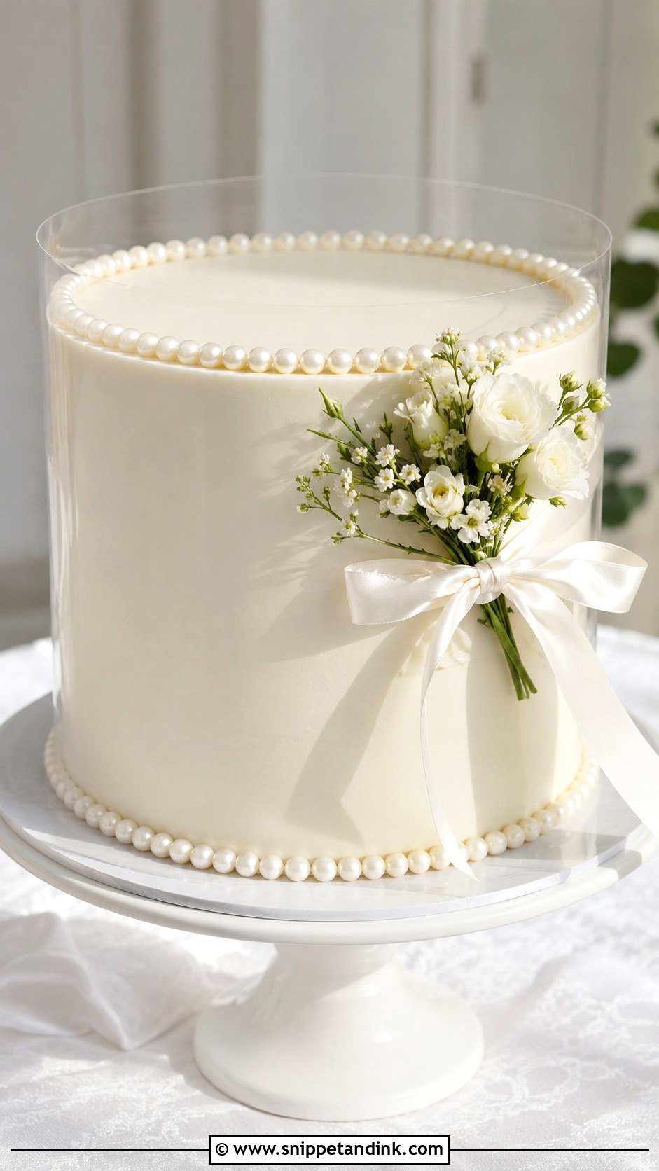 Acetate Wedding Cake With Pearl Border - Snippet and Ink - 20 Acetate Cake Ideas for Wedding