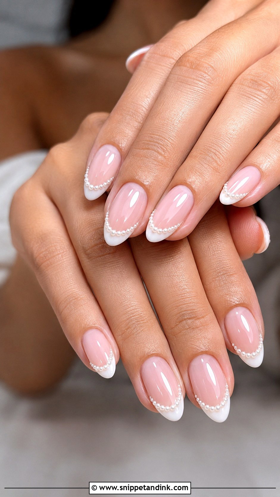 Acrylic Bridal Nails With Blush Pink Chrome - Snippet and Ink - 20 Acrylic Bridal Wedding Nails