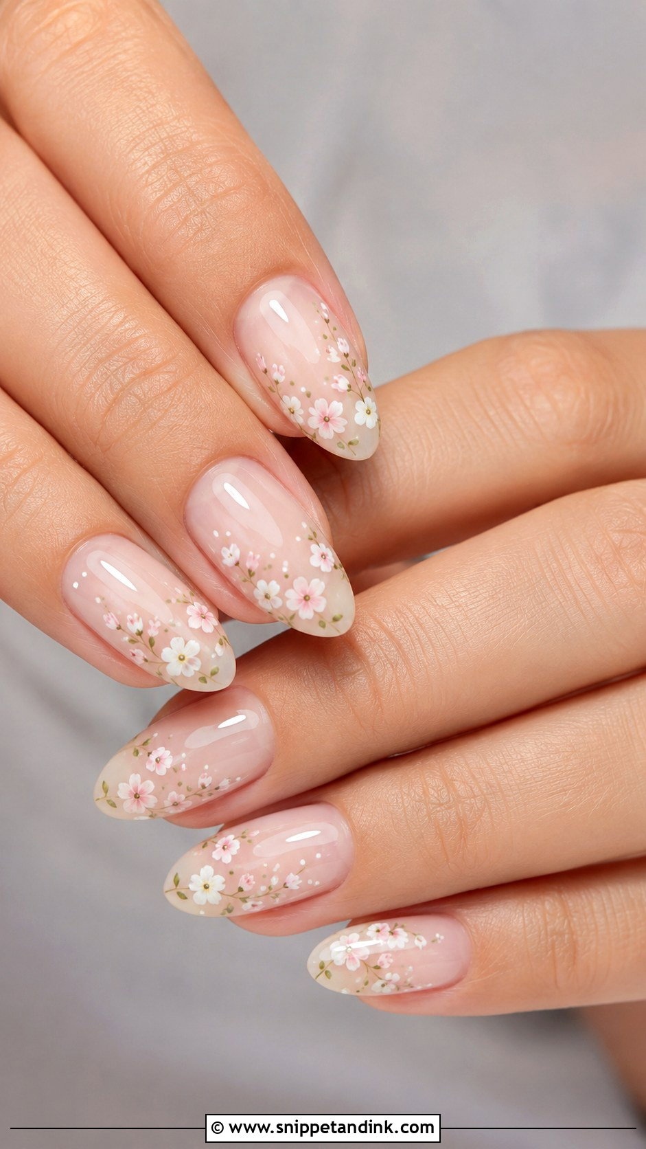 Acrylic Bridal Nails With Floral Art - Snippet and Ink - 20 Acrylic Bridal Wedding Nails