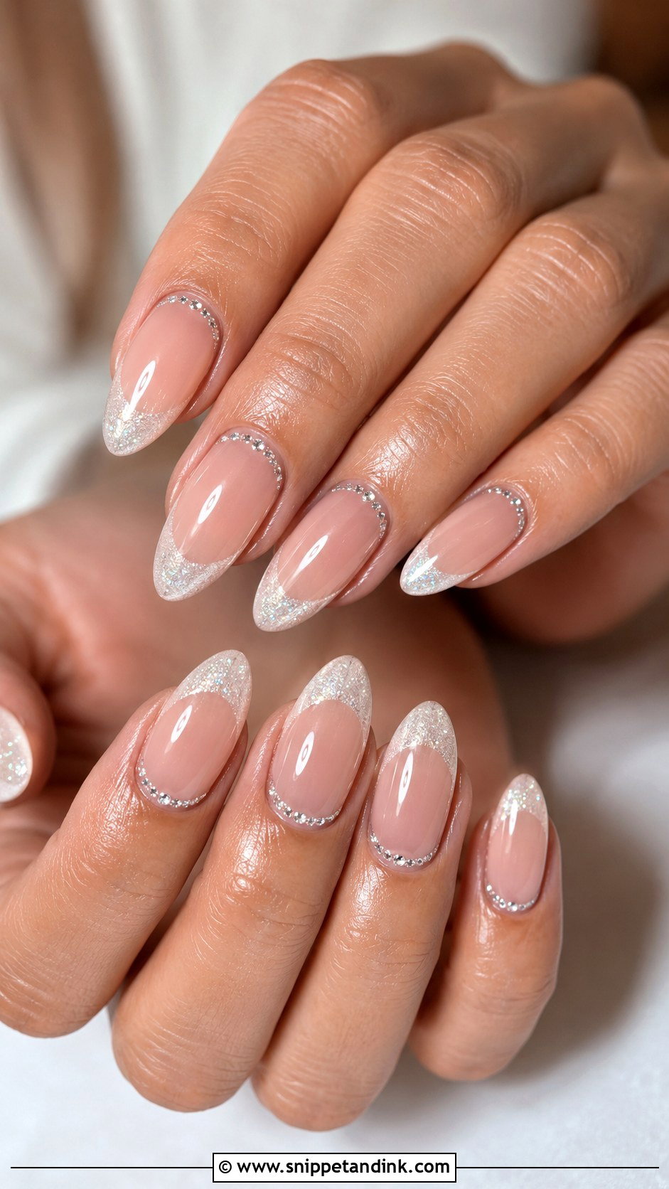 Acrylic Bridal Nails With Gold Foil - Snippet and Ink - 20 Acrylic Bridal Wedding Nails