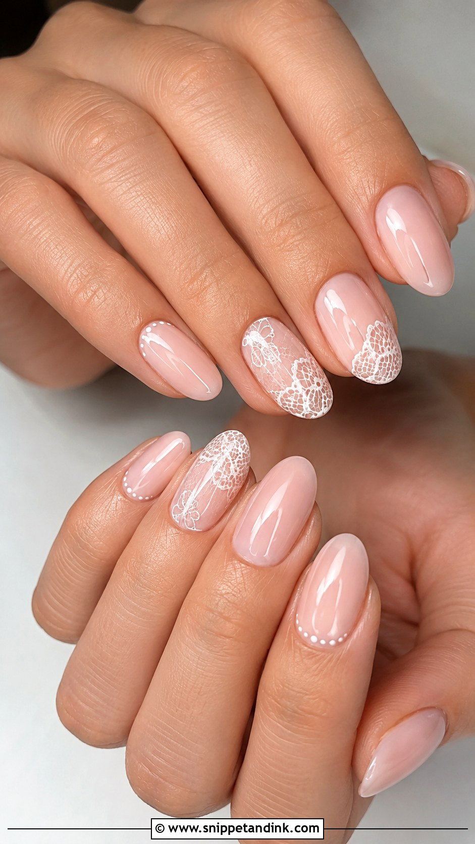 Acrylic Bridal Nails With Lace Design - Snippet and Ink - 20 Acrylic Bridal Wedding Nails