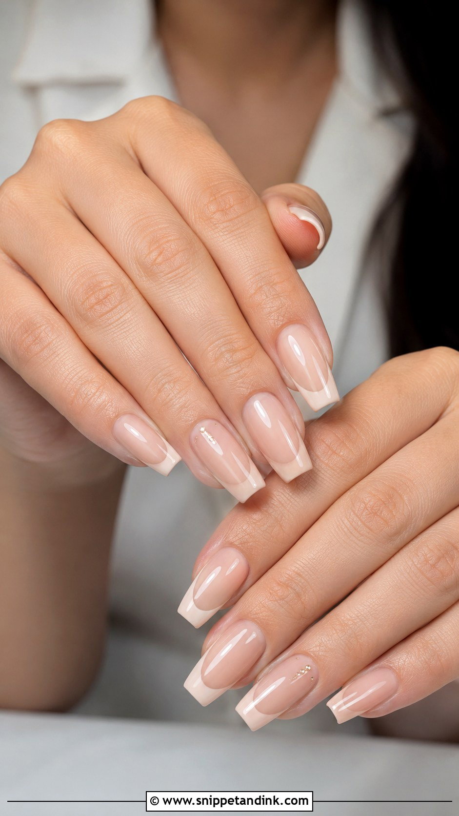 Acrylic Bridal Nails With Shimmer French Tip - Snippet and Ink - 20 Acrylic Bridal Wedding Nails