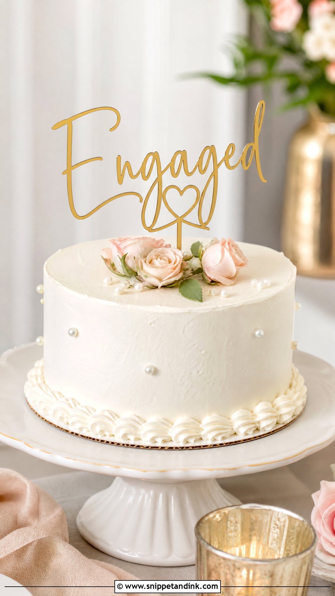 Acrylic Topper Engagement Cake - Snippet and Ink - 30 Engagement Cake Designs