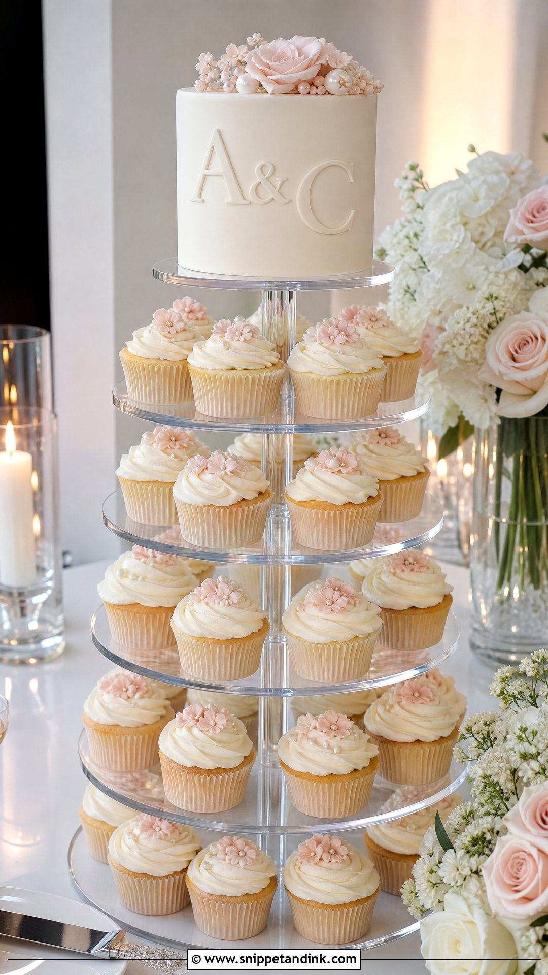 Acrylic Wedding Cupcake Tower - Snippet and Ink - 20 Wedding Cupcake Tower Ideas
