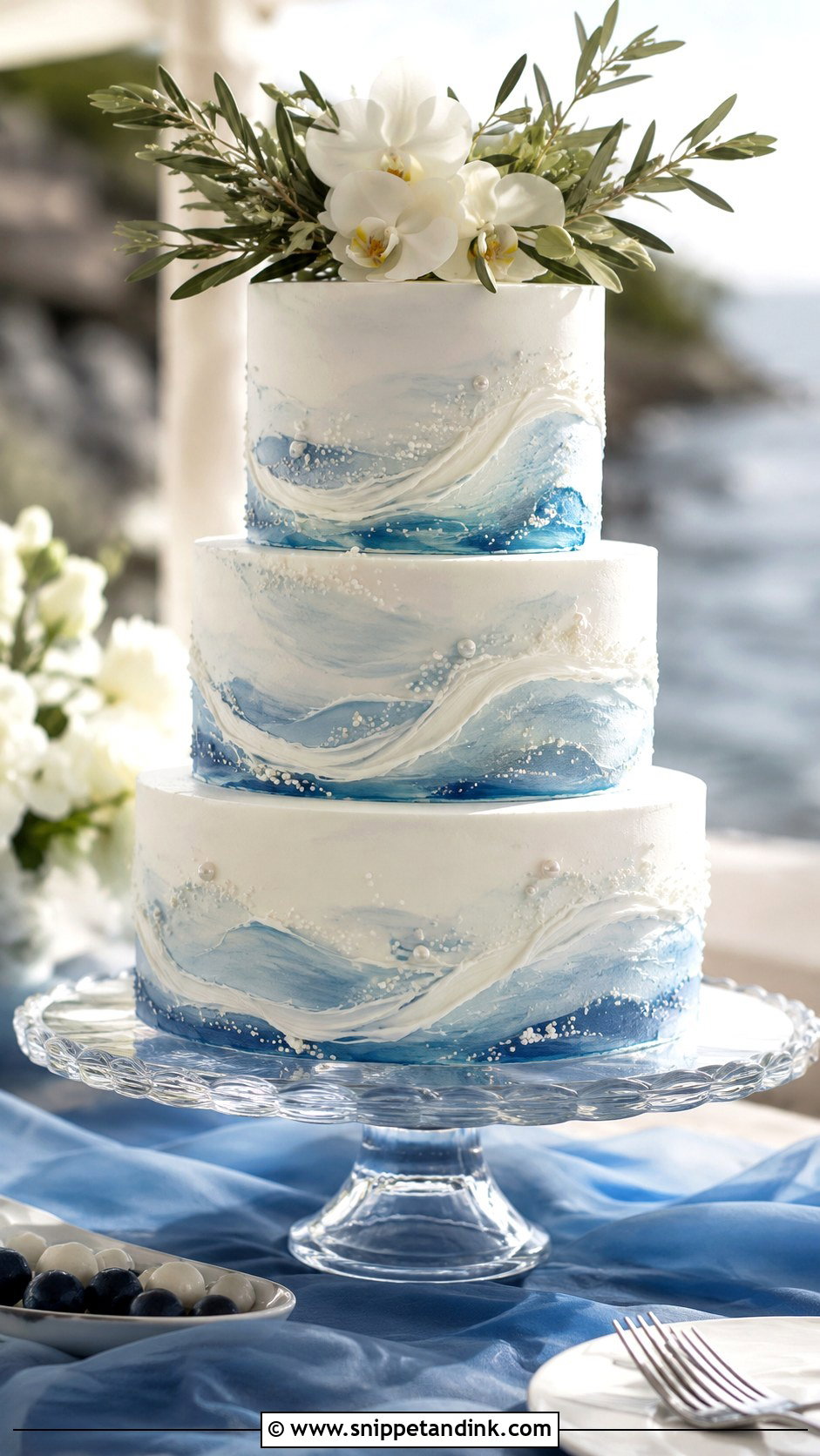 Aegean Sea Wedding Cake - Snippet and Ink - 20 Greek Theme Cake Ideas for Wedding