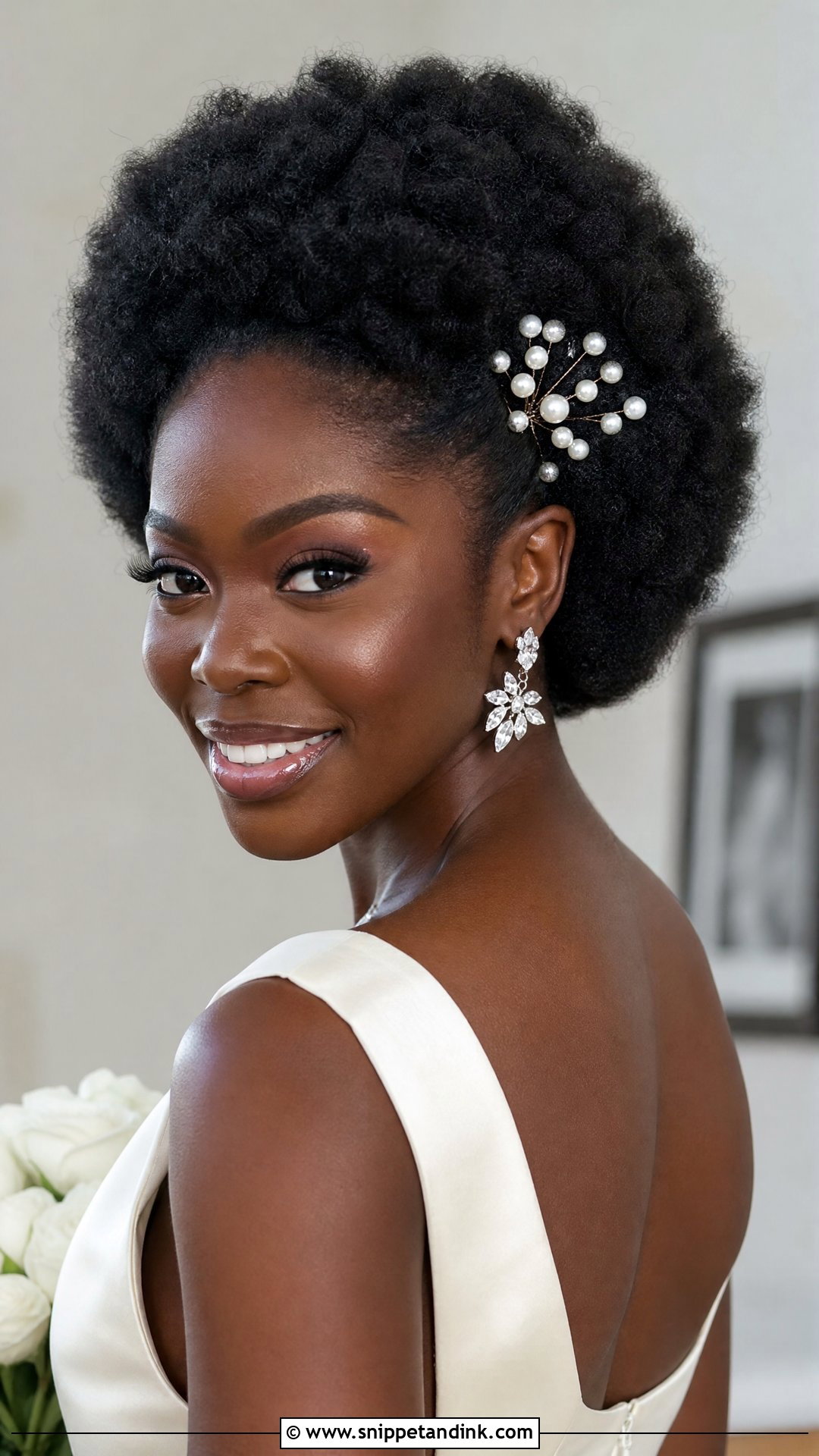 Afro Bridal Hairstyle For Black Women - Snippet and Ink - 15 Black Woman Bridal Hair Girl Hairstyles