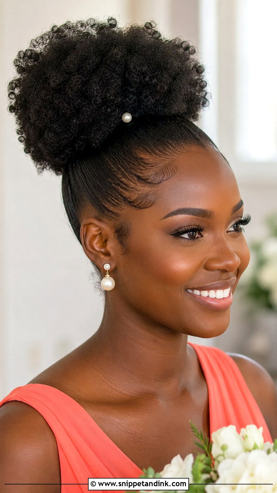 Afro Puff Bridesmaid Hair For Black Women - Snippet and Ink - 20 Bridesmaid Hair Black Ideas