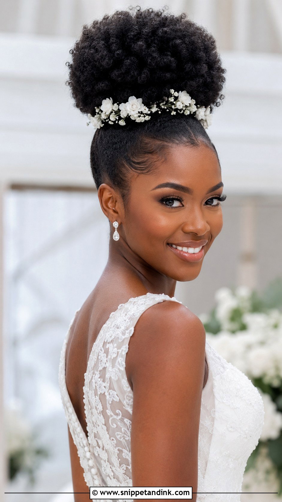 Afro Puff Ponytail for Natural Hair - Snippet and Ink - 20 African Bridal Hairstyles Natural Hair Brides