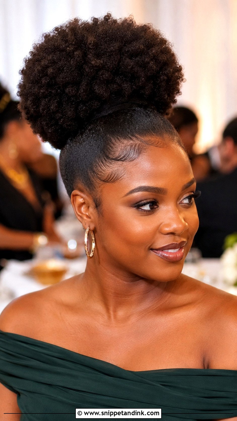 Afro Puff Wedding Guest Hairstyle - Snippet and Ink - 15 Wedding Guest Hairstyles for Black Women