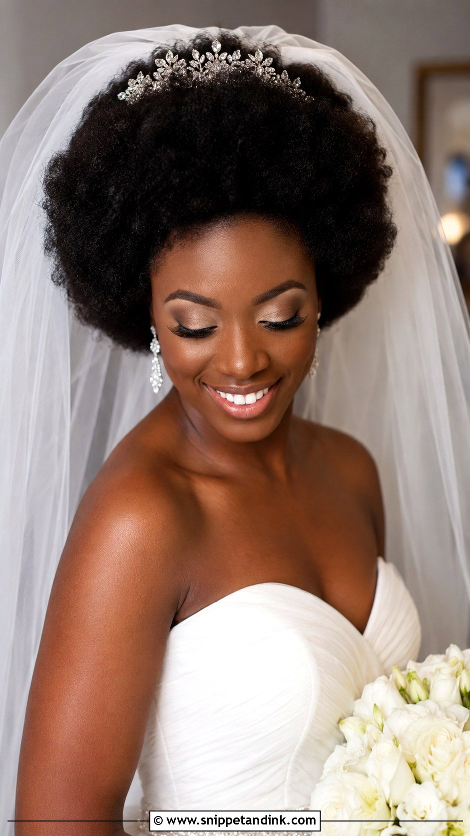 Afro With Veil - Snippet and Ink - 25 Afro Wedding Hairstyles