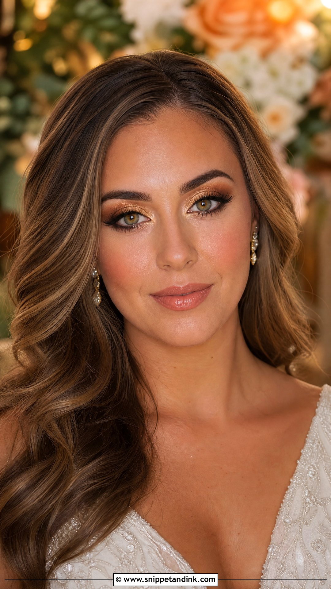 Airbrush Bridal Makeup With Gold Eyeshadow - Snippet and Ink - 20 Air Brush Makeup for Bridal Ideas