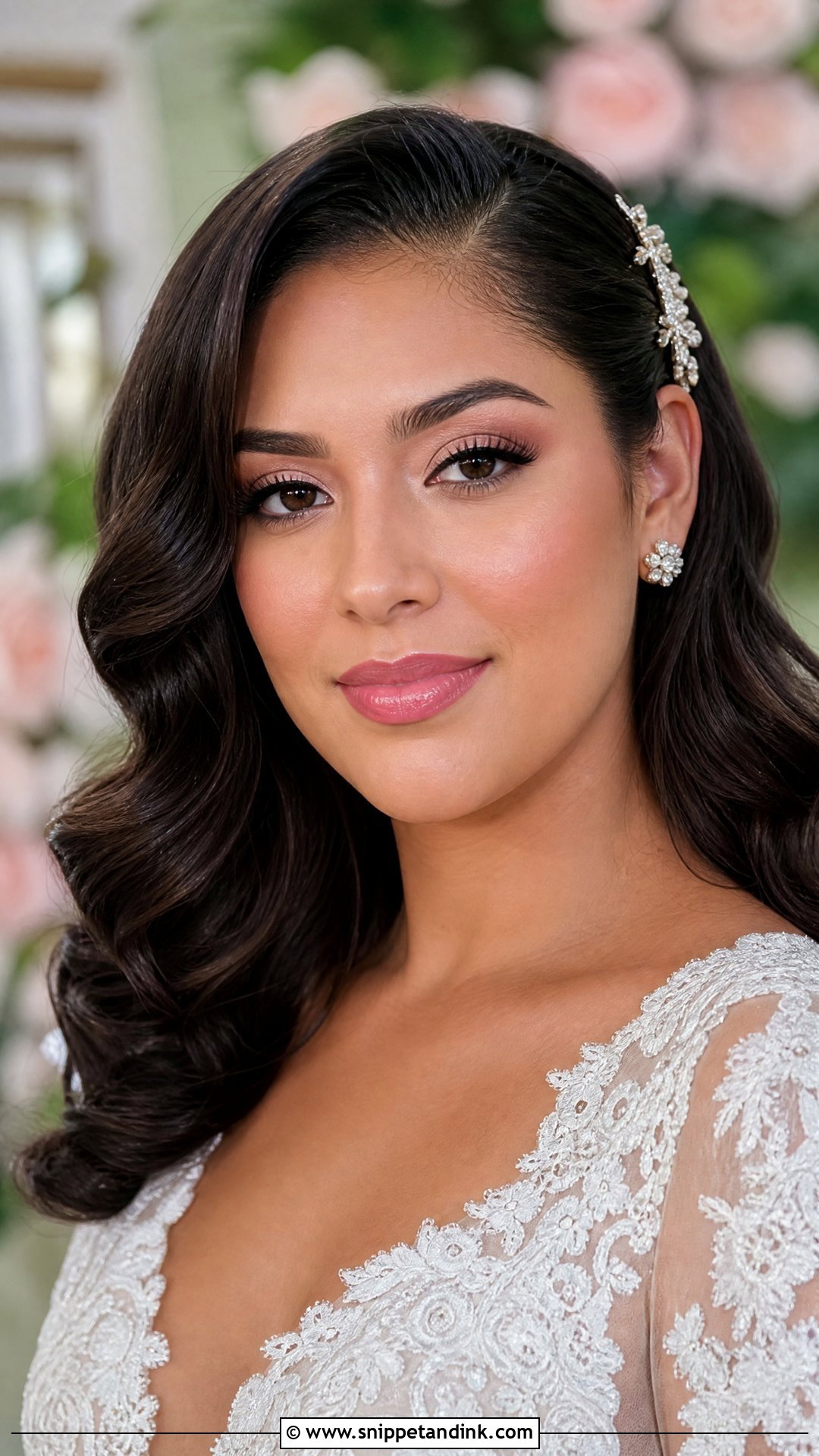 Airbrush Wedding Makeup With Pink Lip - Snippet and Ink - 20 Airbrush Wedding Makeup Ideas