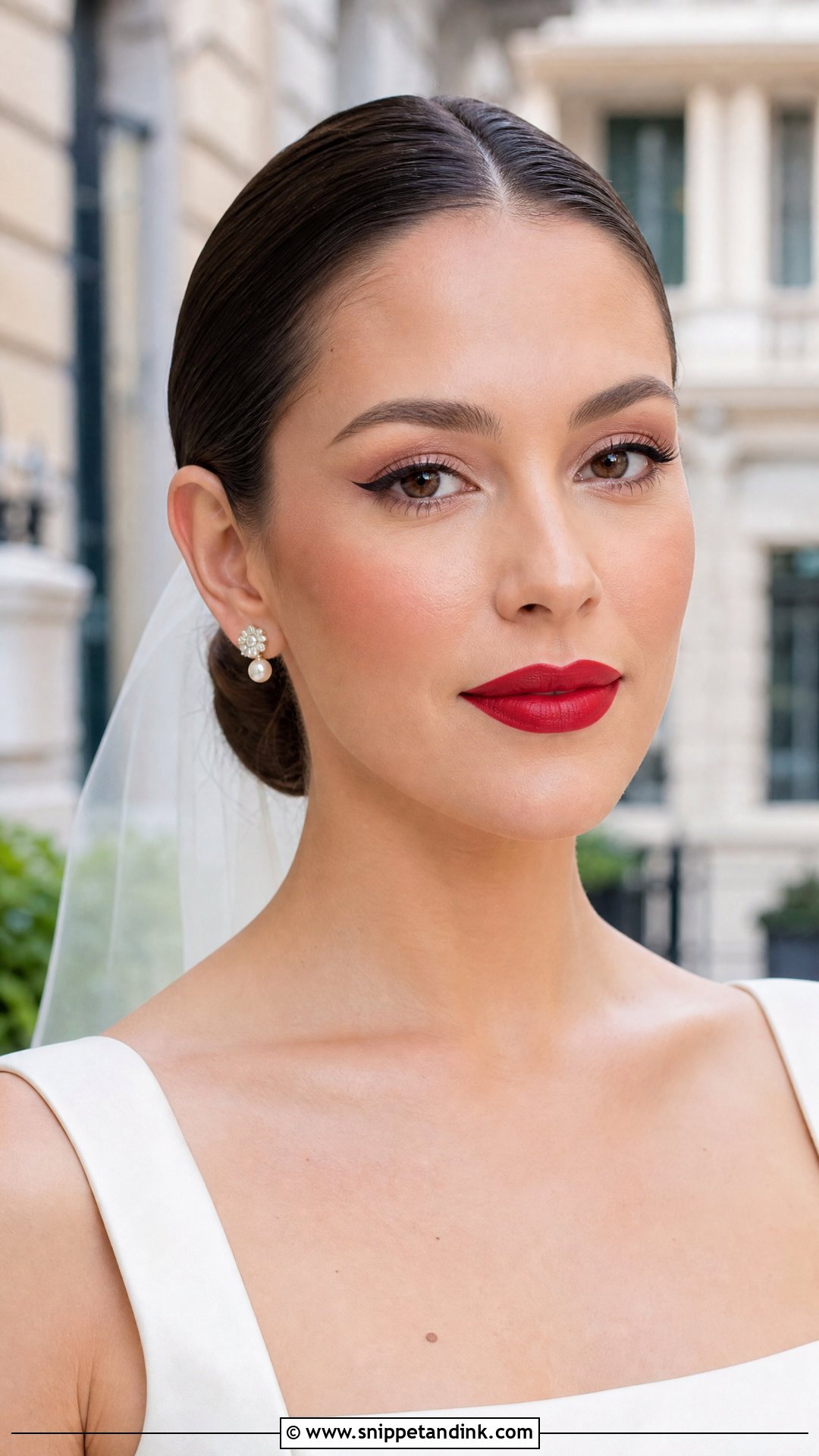 Airbrush Wedding Makeup With Red Lip - Snippet and Ink - 20 Airbrush Wedding Makeup Ideas