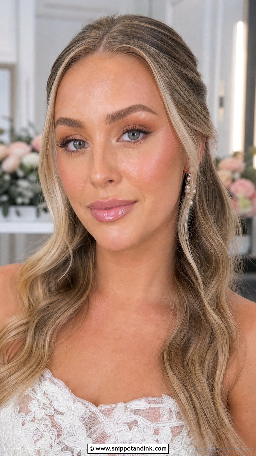 Alex Cooper Glossy Pink Lip Bridal Makeup - Snippet and Ink - 20 Alex Cooper Wedding Makeup Ideas