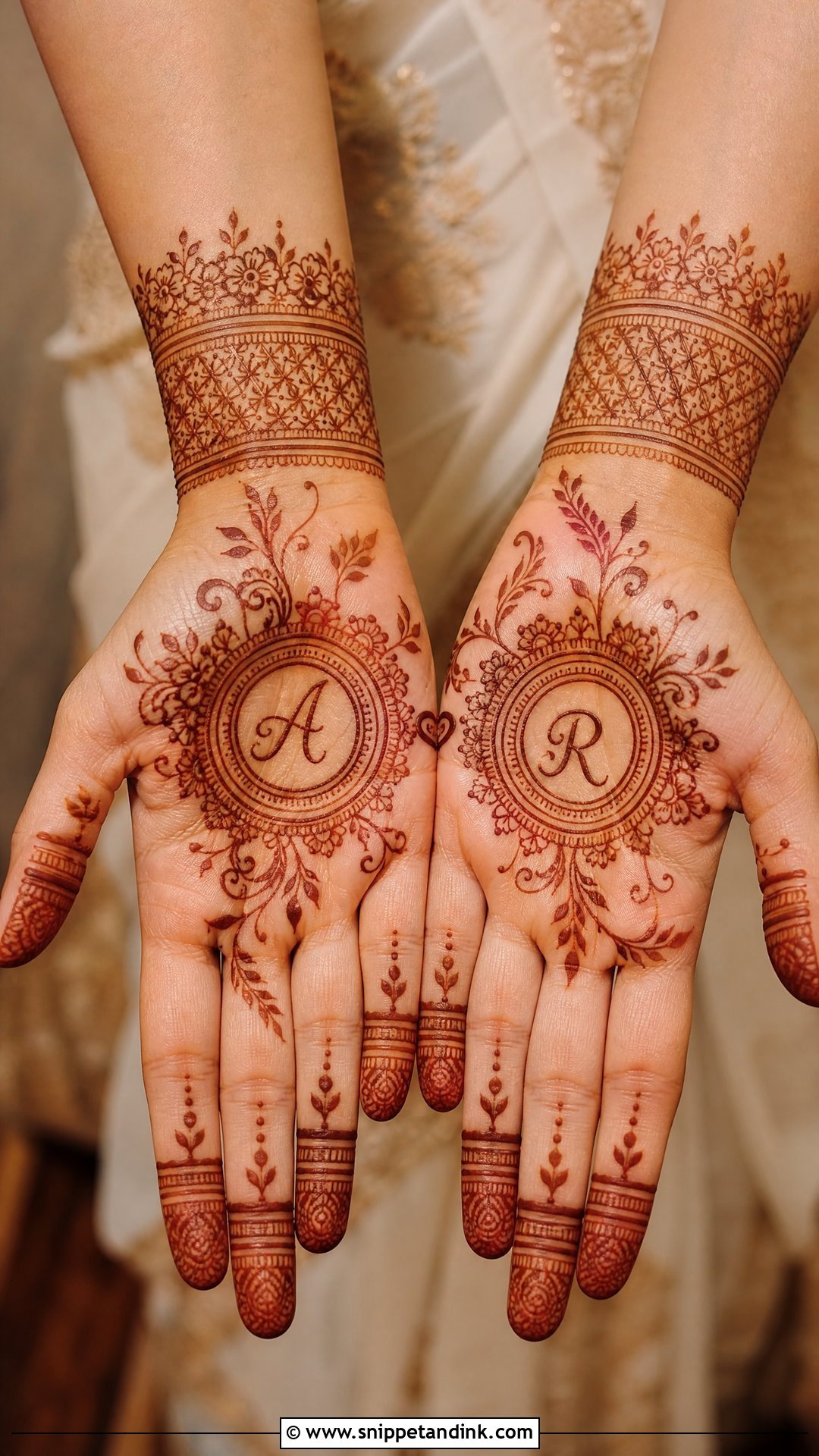 Alia Bhatt Wedding Initials Mehndi Design - Snippet and Ink - 20 Alia Bhatt Wedding Mehndi Design Ideas