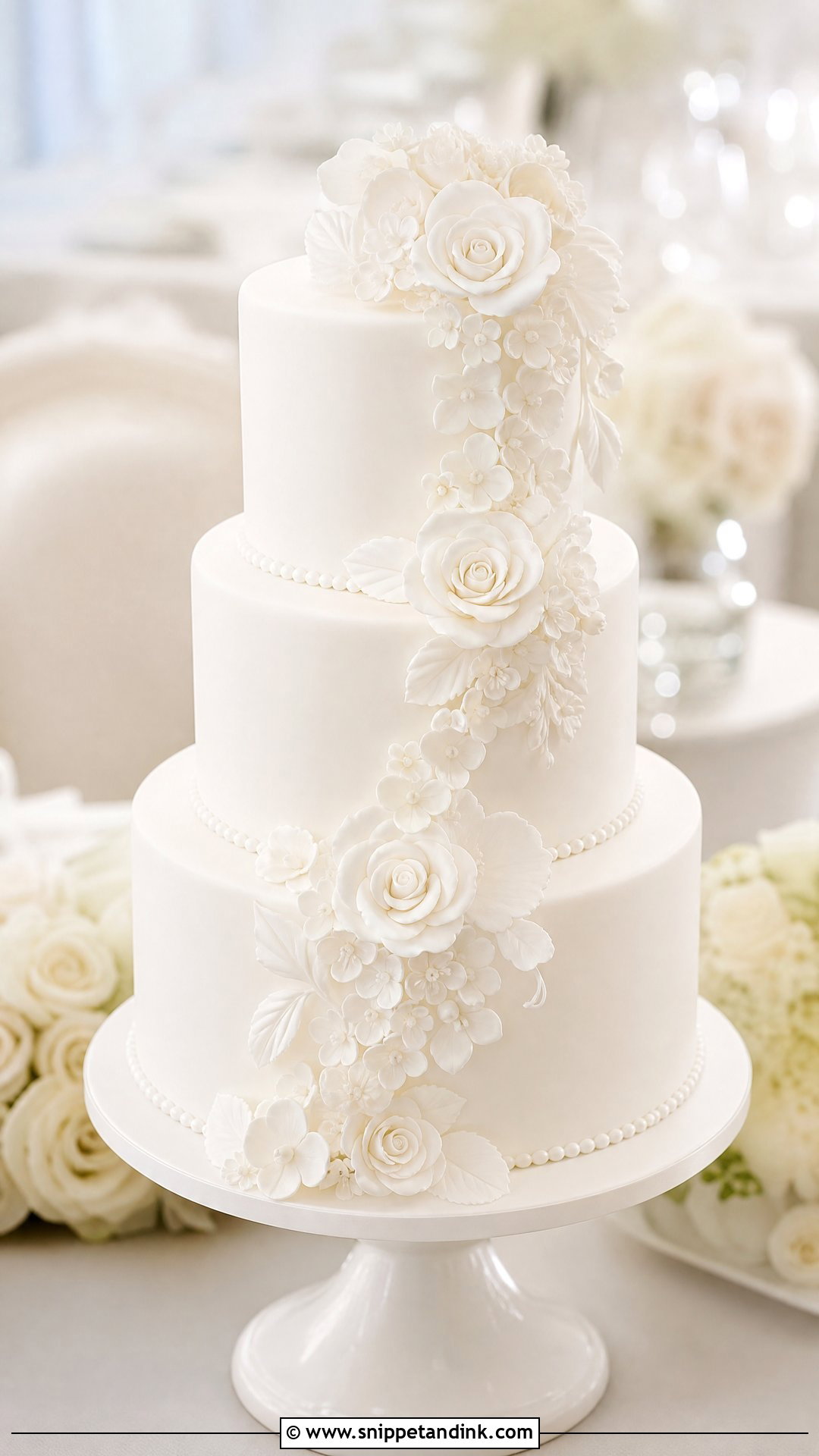 All White Wedding Cake - Snippet and Ink - 30 Modern Wedding Cake Ideas