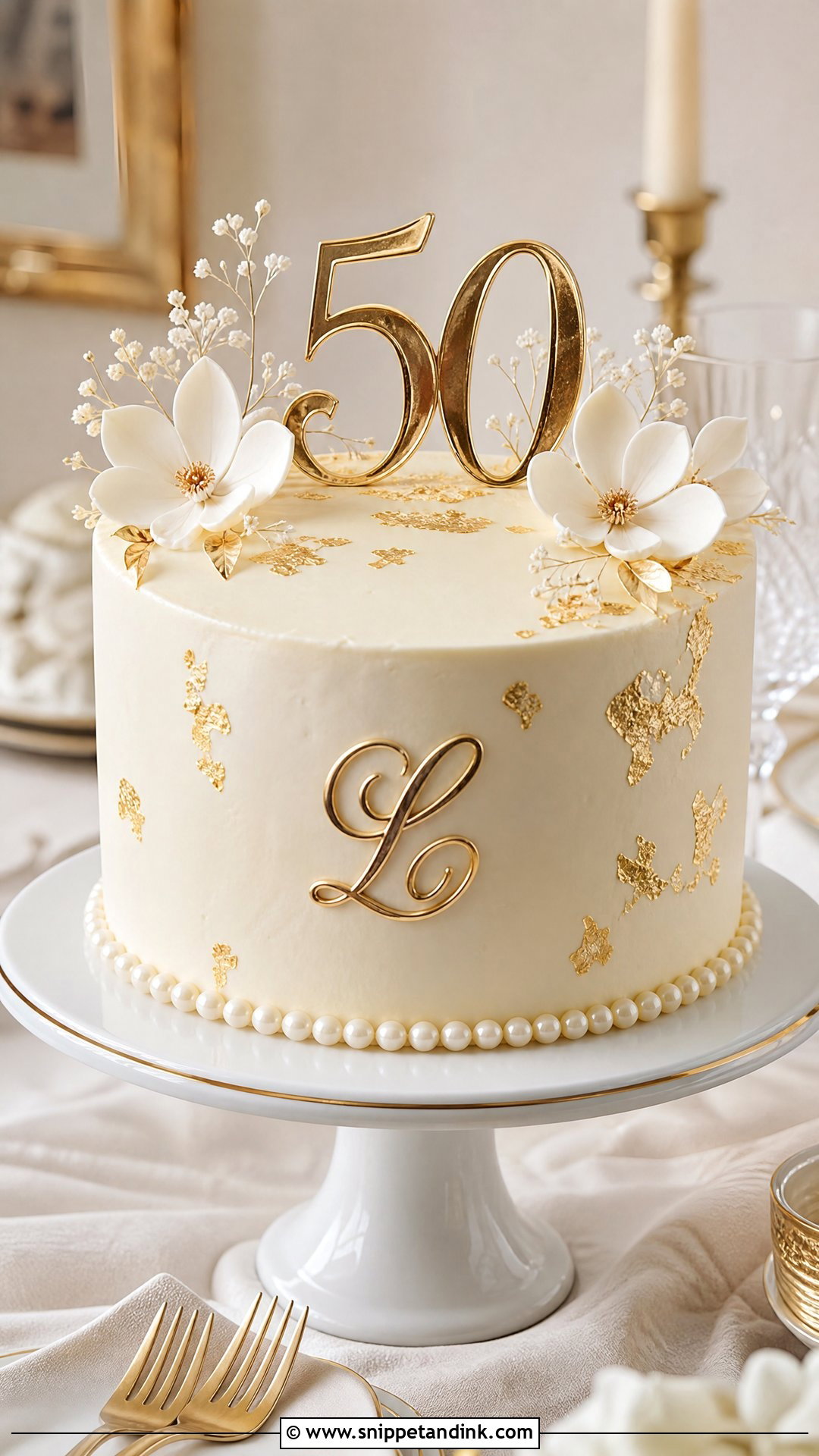 Almond 50th Anniversary Cake - Snippet and Ink - 25 50th Wedding Anniversary Cakes