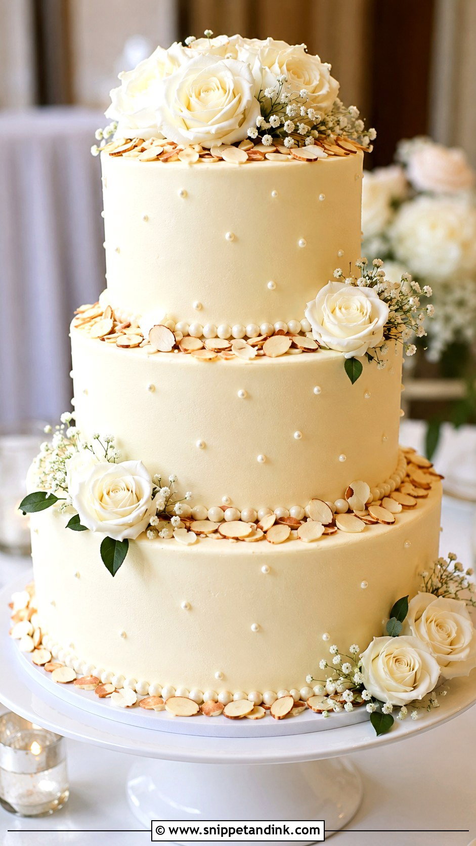 Almond Amaretto Wedding Cake - Snippet and Ink - 20 Amaretto Wedding Cake Ideas
