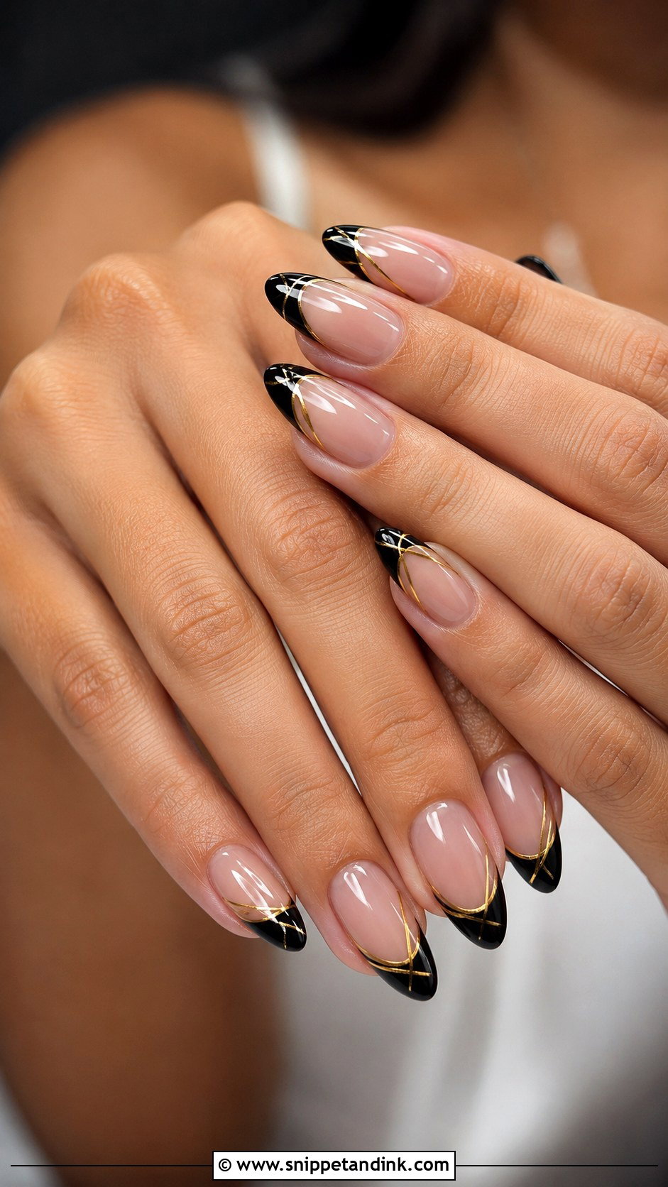 Almond Black And Gold Wedding Nails - Snippet and Ink - 20 Black and Gold Wedding Nails