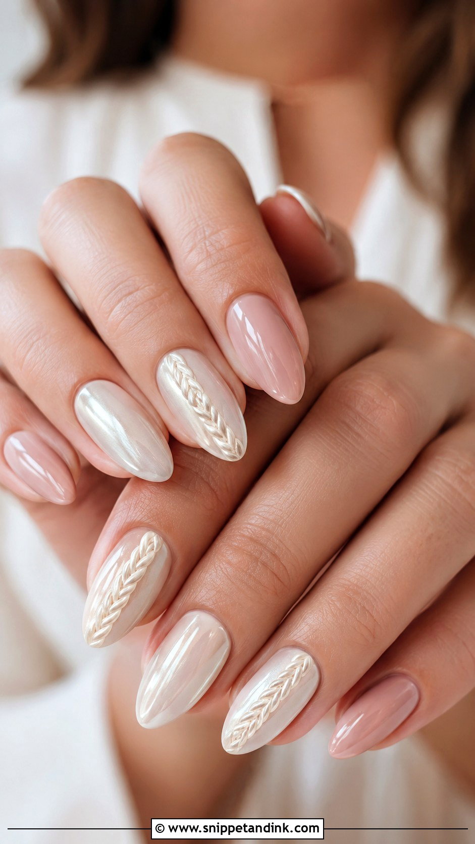 Almond Braid Wedding Nails - Snippet and Ink - 20 Braid Wedding Nails
