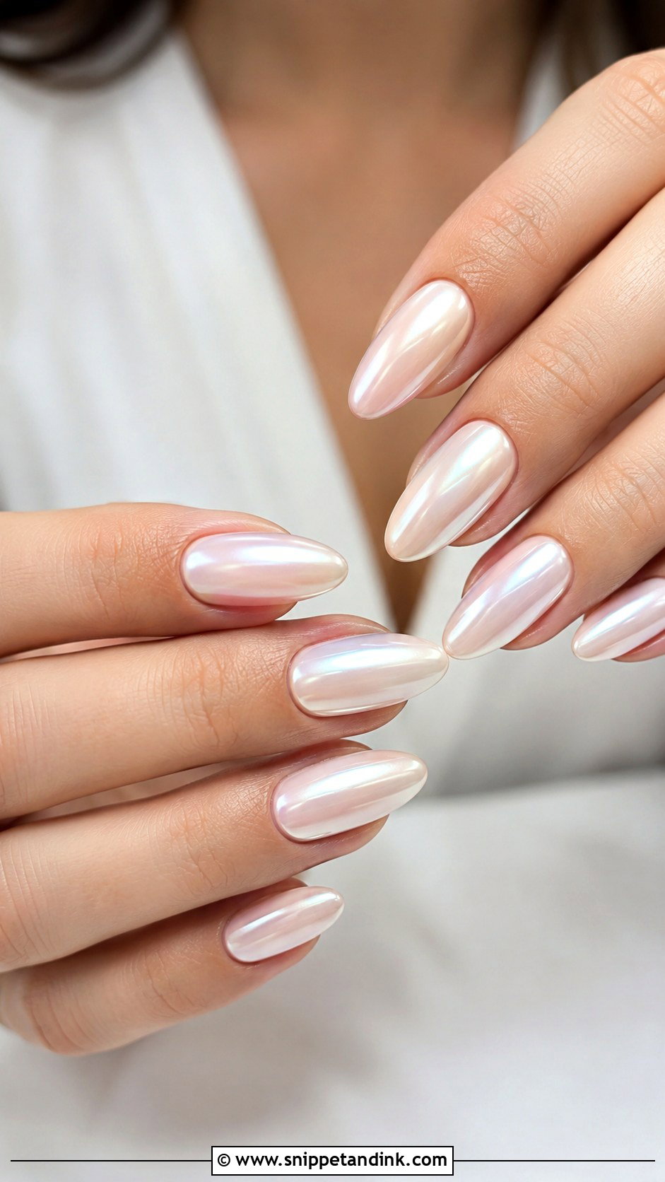 Almond Bridal Chrome Nails - Snippet and Ink - 20 Bridal Chrome Nails