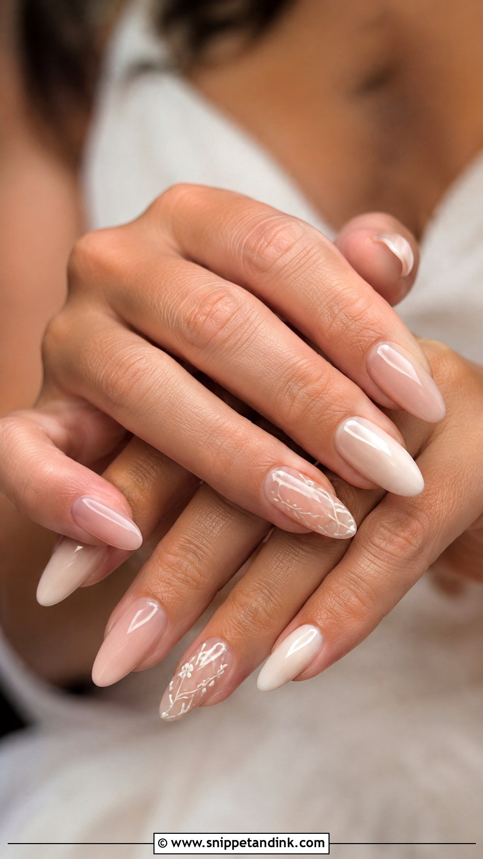Almond Bridal Nail Extensions - Snippet and Ink - 20 Bridal Nail Extensions Brides Ideas