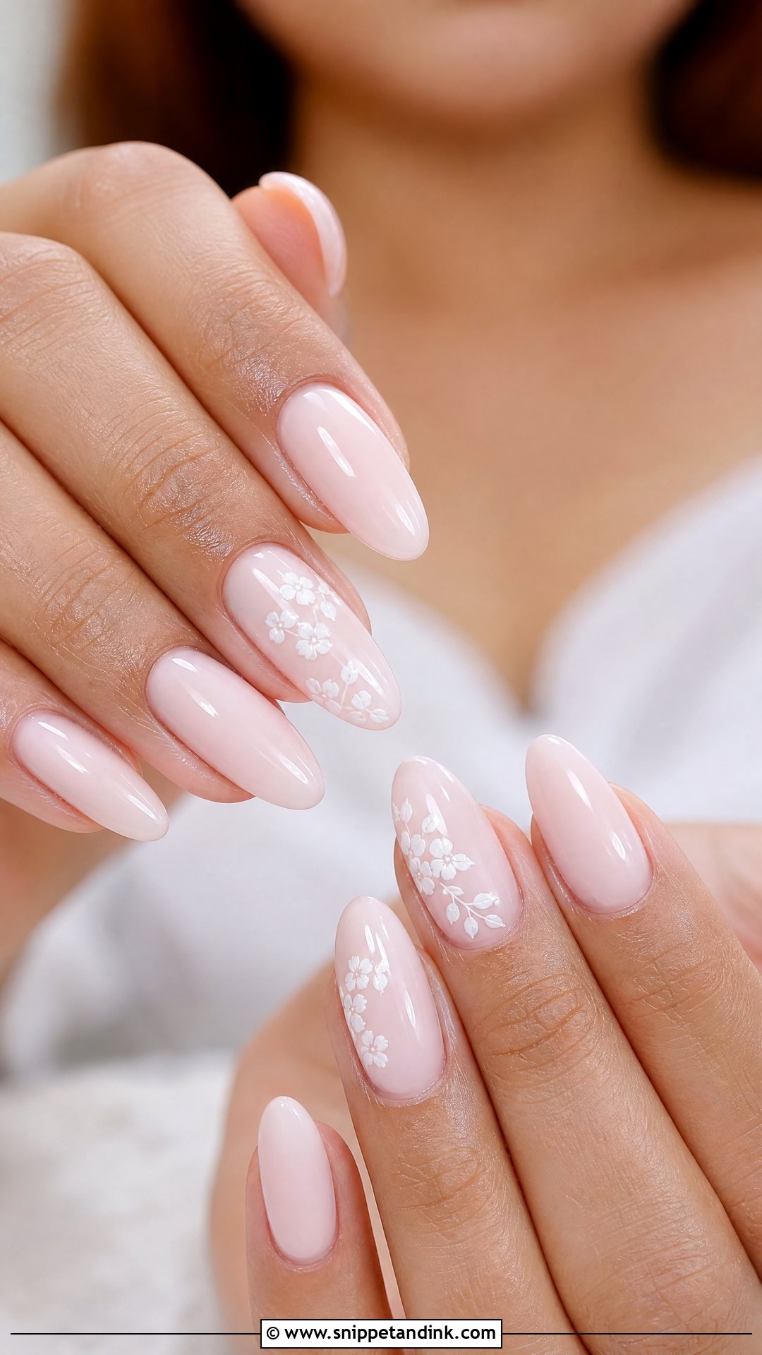 Almond Bridal Nails - Snippet and Ink - 25 Bridal Nails Ideas