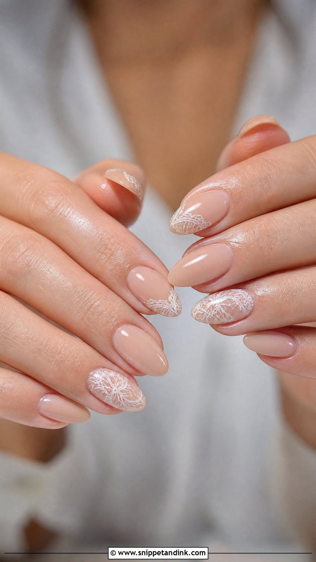Almond Bridal Nails With Lace - Snippet and Ink - 25 Almond Shape Bridal Nails