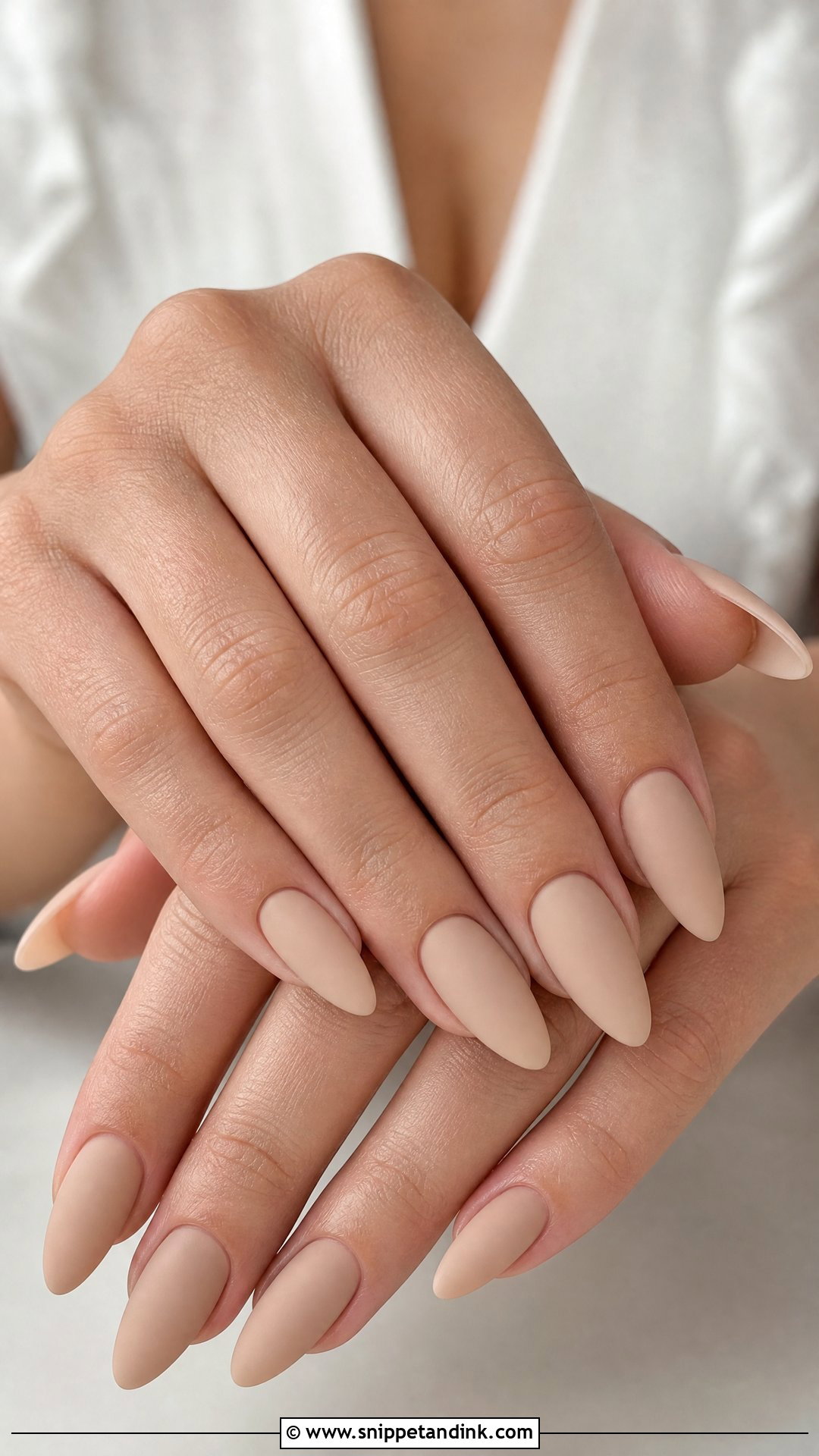 Almond Bridal Nails With Matte Nude - Snippet and Ink - 25 Almond Shape Bridal Nails