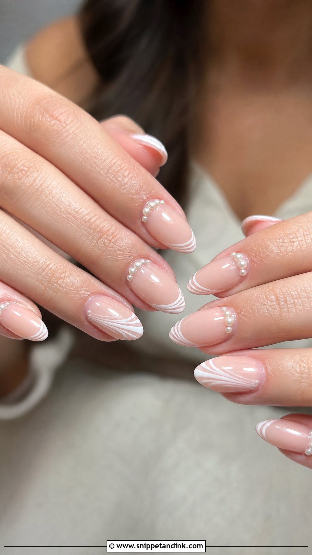 Almond Bridal Nails With Pearls - Snippet and Ink - 25 Bridal Nails with Pearls
