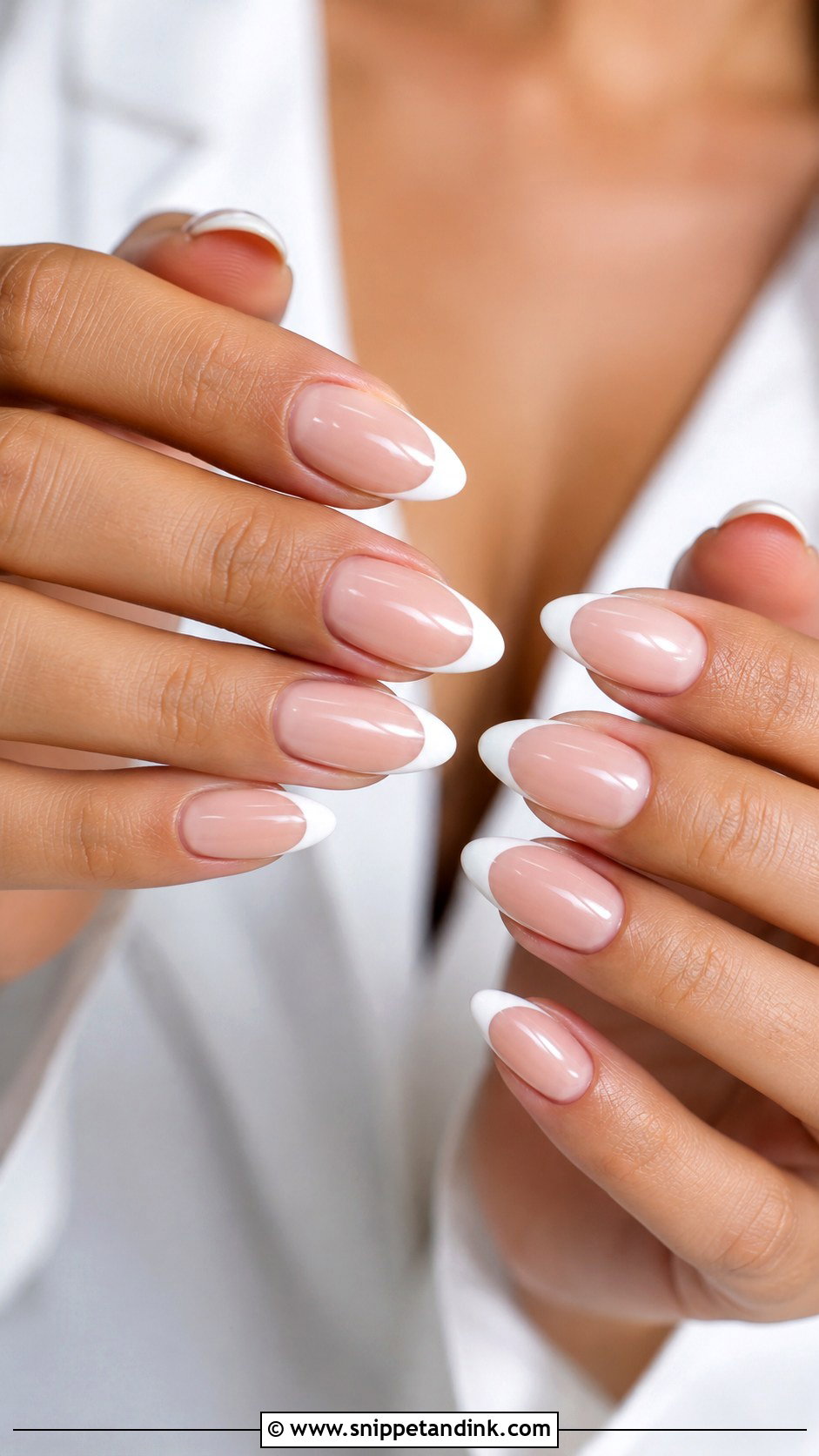 Almond French Bridal Nails - Snippet and Ink - 20 Classic Bridal Nails