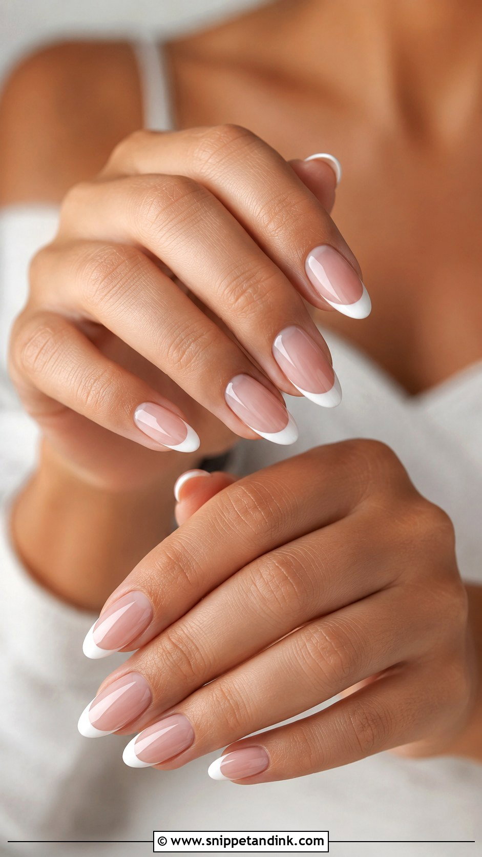 Almond French Bridal Wedding Nails - Snippet and Ink - 20 French Bridal Wedding Nails