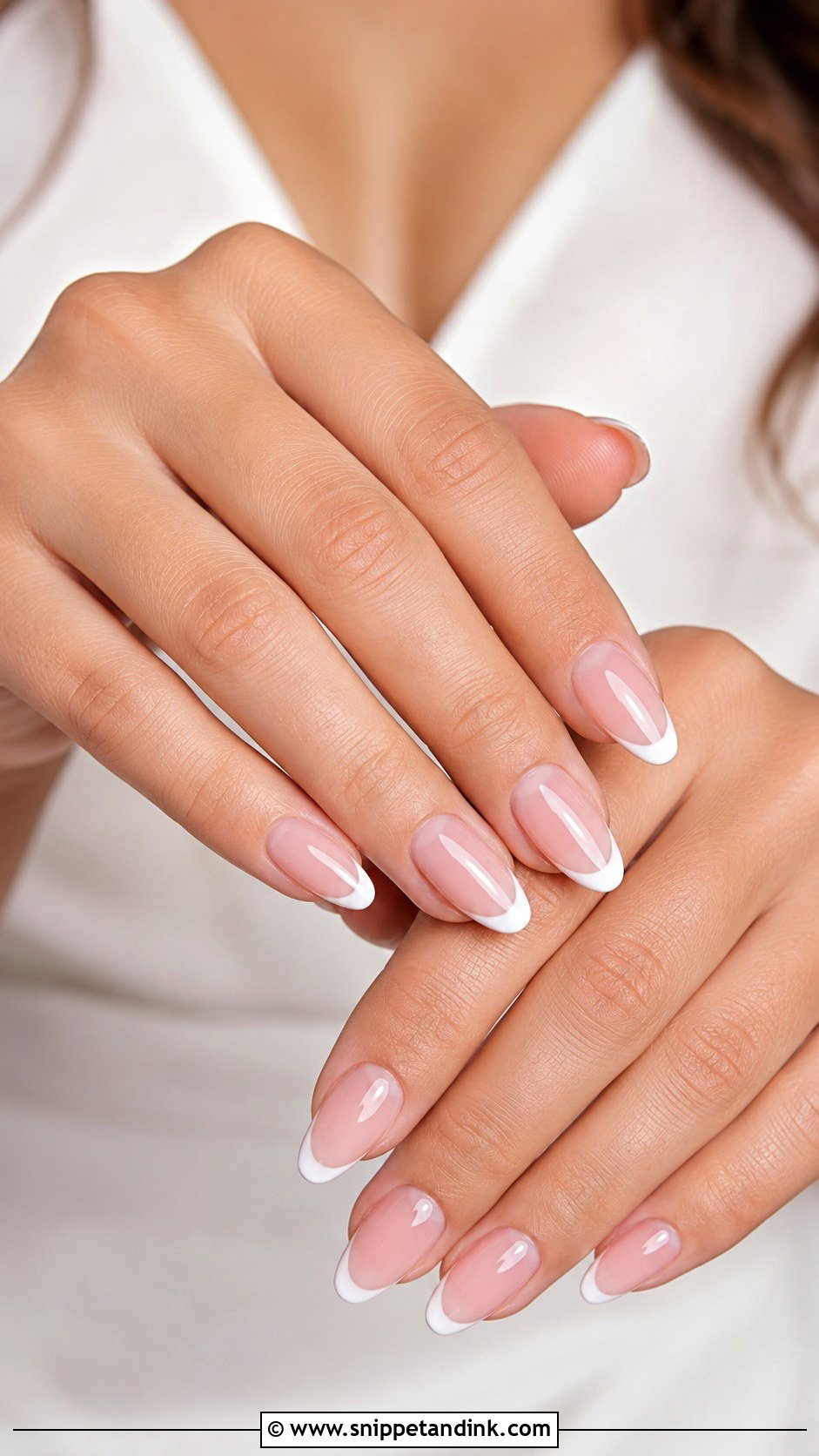 Almond French Bridesmaid Nails - Snippet and Ink - 20 Wedding Day Nails for Bridesmaids