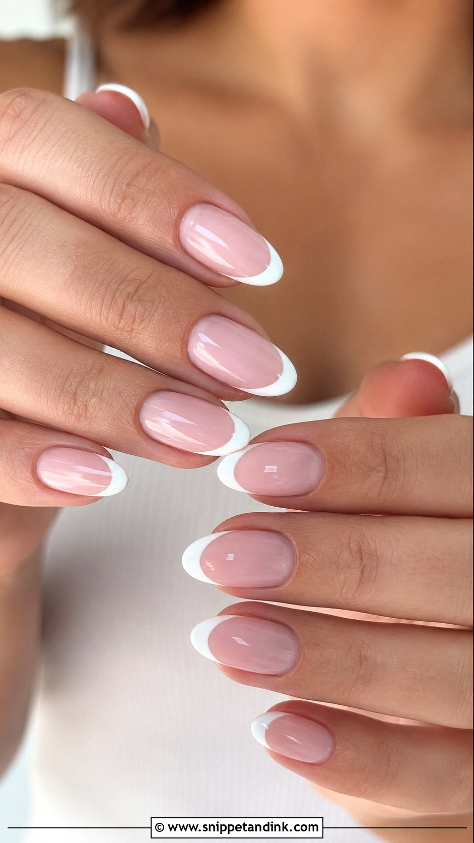 Almond French Nail Extensions - Snippet and Ink - 20 Nail Extension for Wedding Ideas