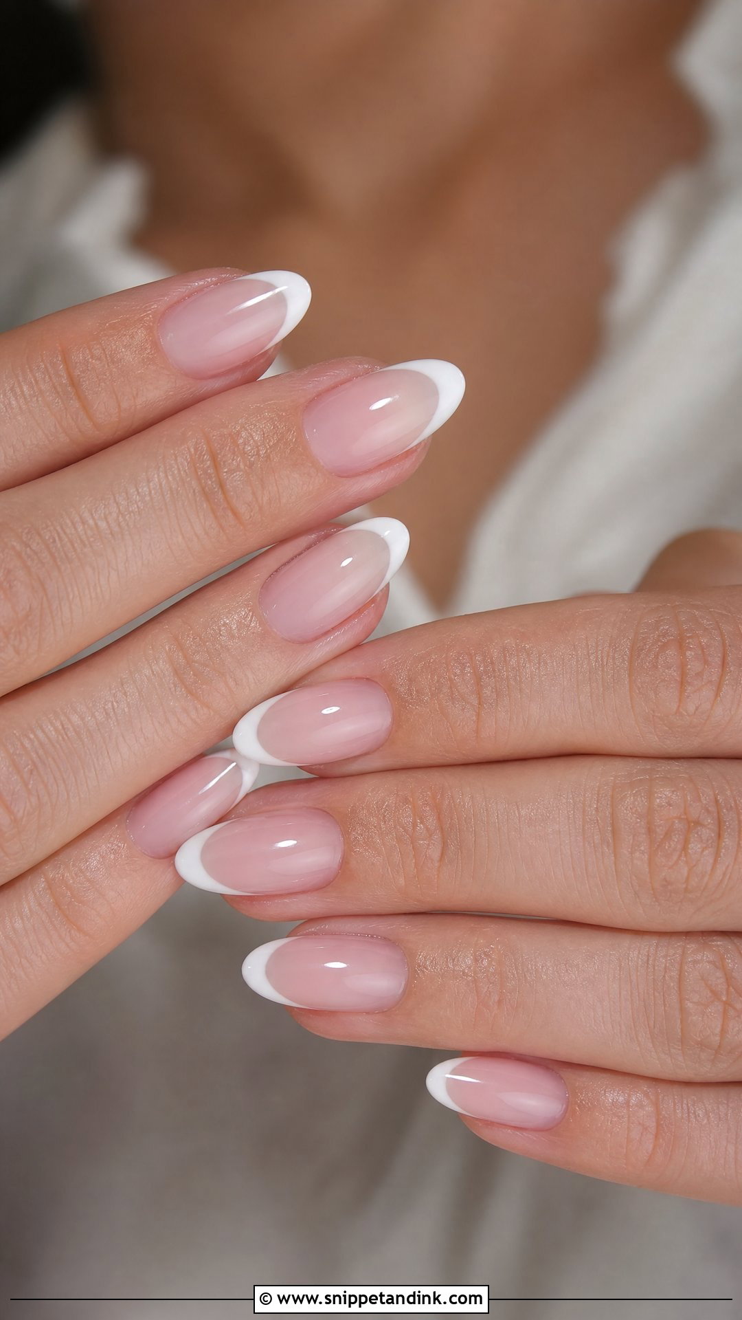 Almond French Spring Wedding Guest Nails - Snippet and Ink - 20 Spring Wedding Guest Nails